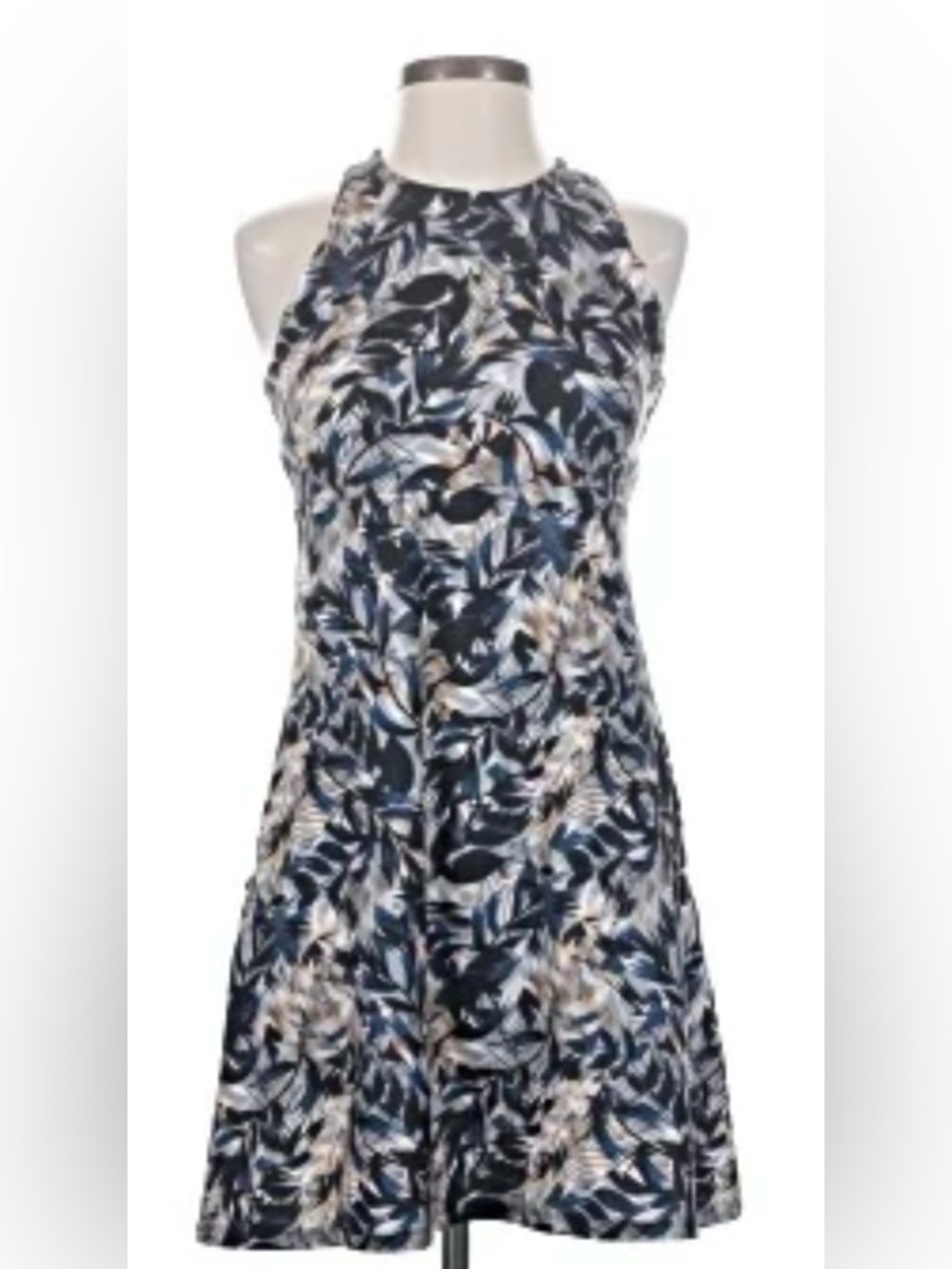 Kyodan Navy, Cream & Light Blue Halter Floral Mini Dress